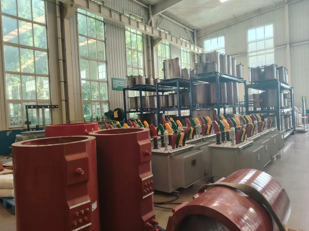 Transformer coils and assembled units arranged in the production workshop